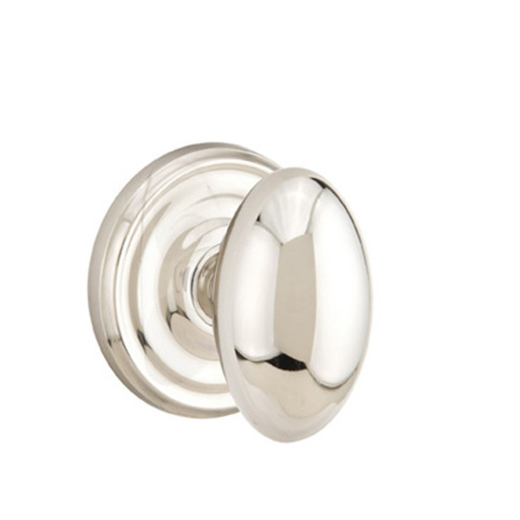 Emtek 8050-E-US14 Egg Door Knob Dummy Set With Regular Rosette Polished Nickel
