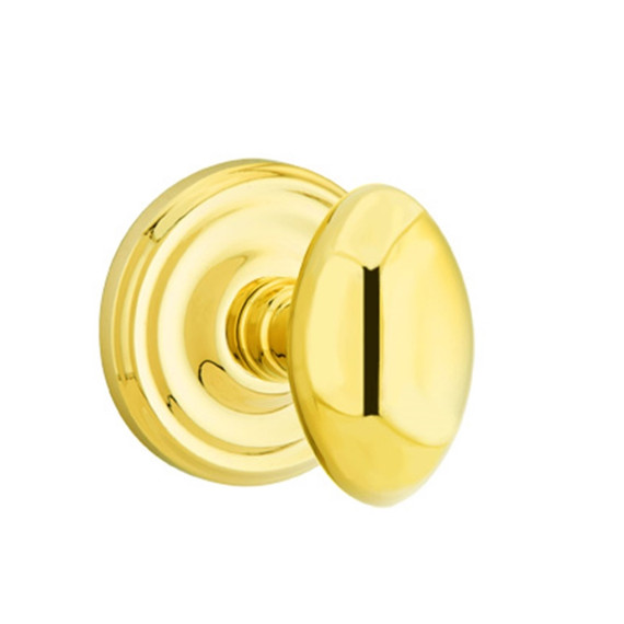 Emtek 8050-E-US3 Egg Door Knob Dummy Set With Regular Rosette Polished Brass