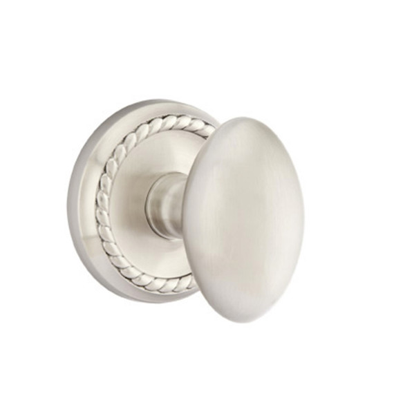 Emtek 8051-E-US15 Egg Door Knob Dummy Set With Rope Rosette Satin Nickel