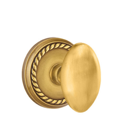 Emtek 8051-E-US7 Egg Door Knob Dummy Set With Rope Rosette French Antique
