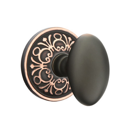 Emtek 8056-E-US10B Egg Door Knob Dummy Set With Lancaster Rosette Oil Rubbed Bronze