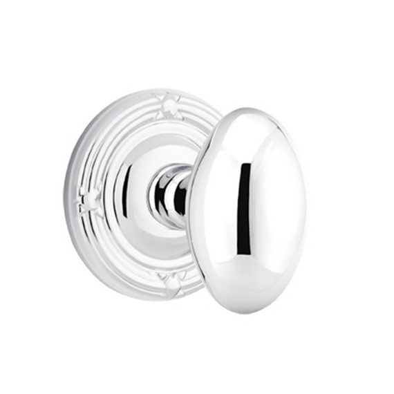 Emtek 8057-E-US26 Egg Door Knob Dummy Set With Ribbon & Reed Rosette Polished Chrome