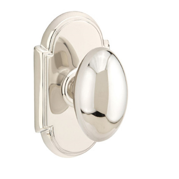 Emtek 8058-E-US14 Egg Door Knob Dummy Set With #8 Rosette Polished Nickel