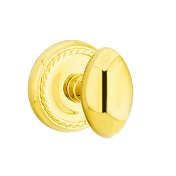 Emtek 8201-E-US3 Egg Door Knob Privacy Set With Rope Rosette Polished Brass