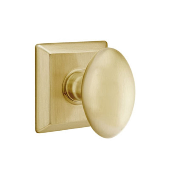 Emtek 8231-E-US4 Egg Door Knob Privacy Set  With Quincy Rosette Satin Brass