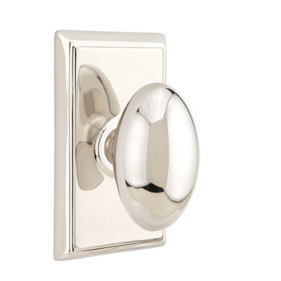 Emtek 8521-E-US14 Egg Door Knob Dummy Set With Rectangular Rosette Polished Nickel