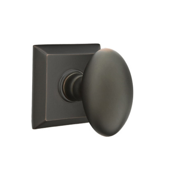 Emtek 8531-E-US10B Egg Door Knob Dummy Set With Quincy Rosette Oil Rubbed Bronze