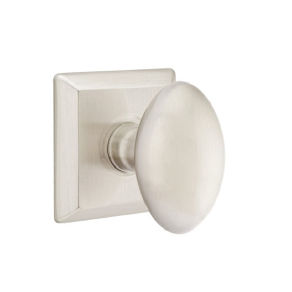 Emtek 8531-E-US15 Egg Door Knob Dummy Set With Quincy Rosette Satin Nickel