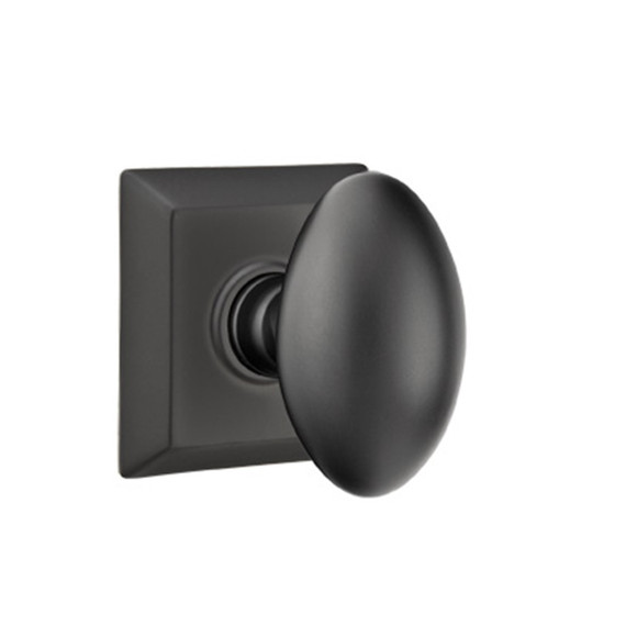 Emtek 8531-E-US19 Egg Door Knob Dummy Set With Quincy Rosette Flat Black