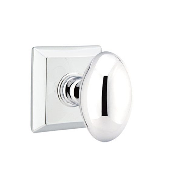Emtek 8531-E-US26 Egg Door Knob Dummy Set With Quincy Rosette Polished Chrome