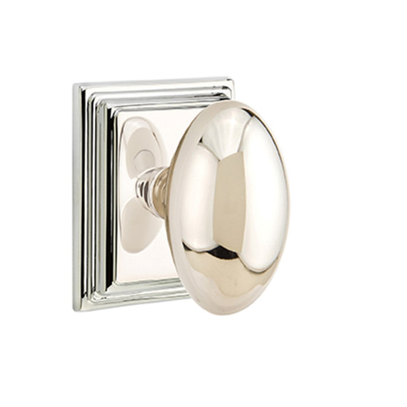 Emtek 8561-E-US14 Egg Door Knob Dummy Set With Wilshire Rosette Polished Nickel