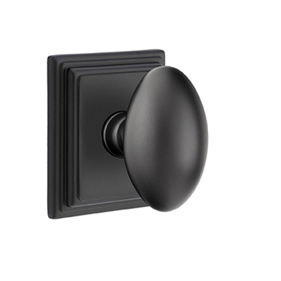 Emtek 8561-E-US19 Egg Door Knob Dummy Set With Wilshire Rosette Flat Black