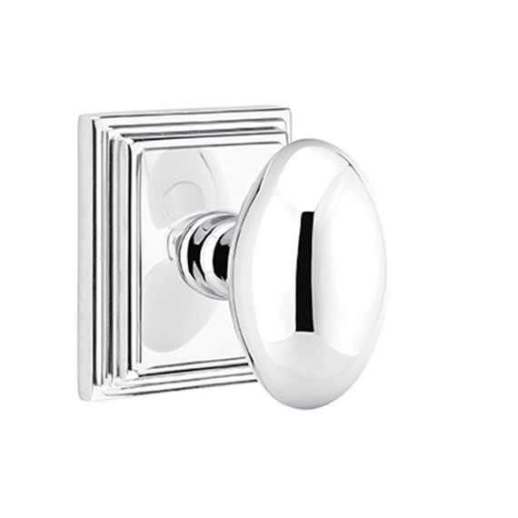Emtek 8561-E-US26 Egg Door Knob Dummy Set With Wilshire Rosette Polished Chrome