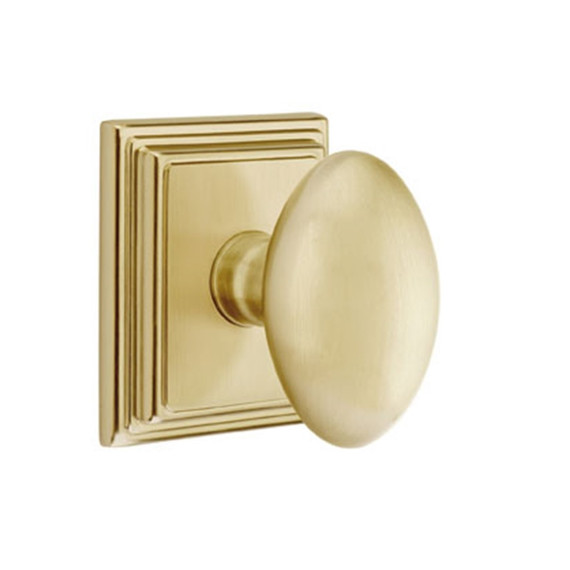 Emtek 8561-E-US4 Egg Door Knob Dummy Set With Wilshire Rosette Satin Brass