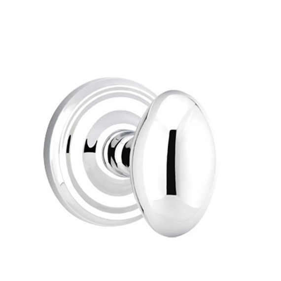 Emtek 8100-E-US26 Egg Door Knob Passage Set With Regular Rosette Polished Chrome