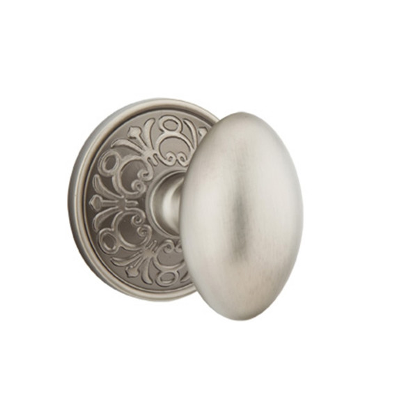 Emtek 8106-E-US15A Egg Door Knob Passage Set With Lancaster Rosette Pewter