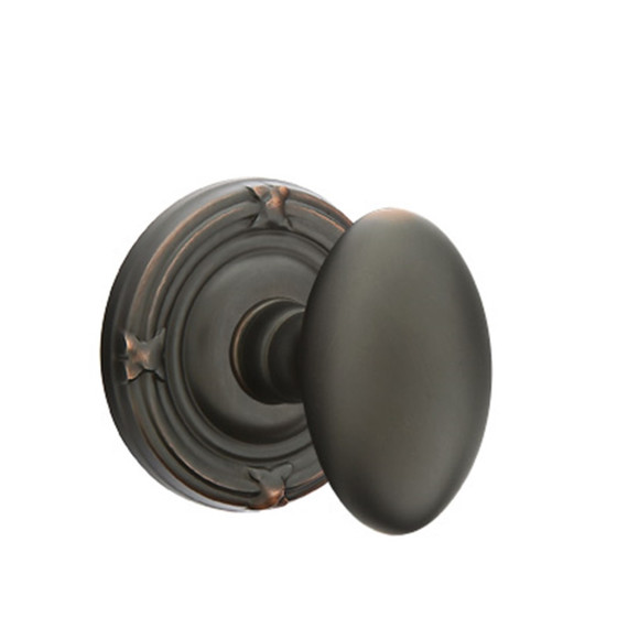 Emtek 8107-E-US10B Egg Door Knob Passage Set With Ribbon & Reed Rosette Oil Rubbed Bronze