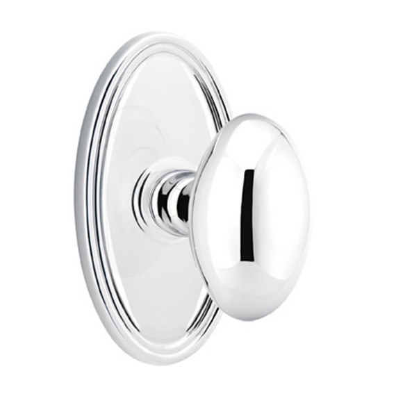 Emtek 8120-E-US26 Egg Door Knob Passage Set With Oval Rosette Polished Chrome