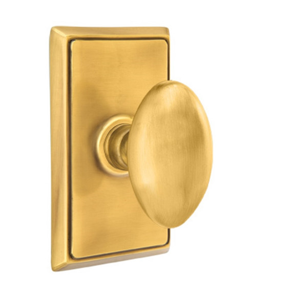Emtek 8121-E-US7 Egg Door Knob Passage Set With Rectangular Rosette French Antique
