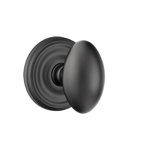 Emtek 8200-E-US19 Egg Door Knob Privacy Set With Regular Rosette Flat Black