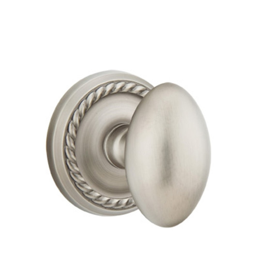 Emtek 8201-E-US15A Egg Door Knob Privacy Set With Rope Rosette Pewter