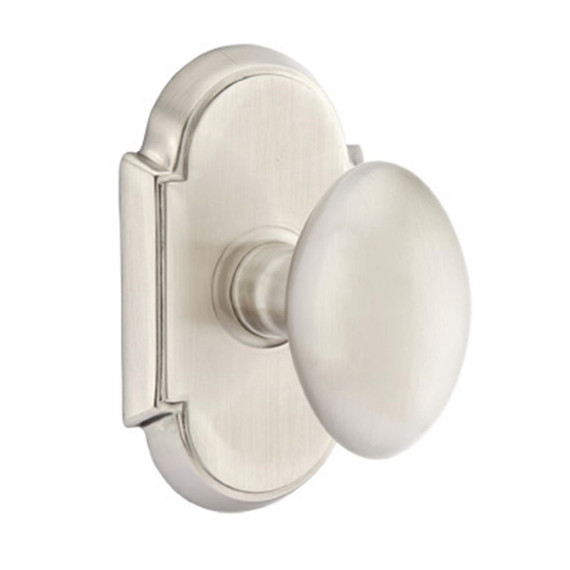 Emtek 8208-E-US15 Egg Door Knob Privacy Set With #8 Rosette Satin Nickel