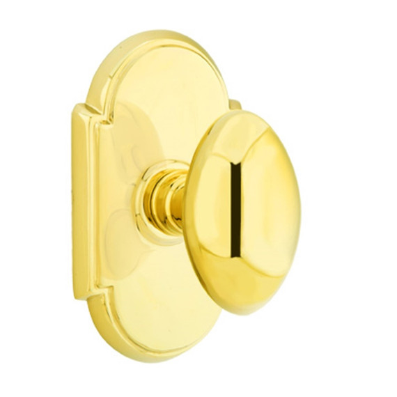 Emtek 8208-E-US3 Egg Door Knob Privacy Set With #8 Rosette Polished Brass