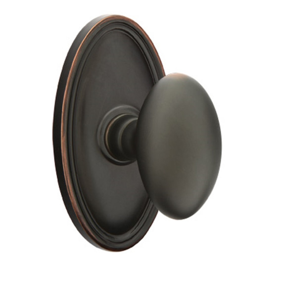 Emtek 8220-E-US10B Egg Door Knob Privacy Set With Oval Rosette Oil Rubbed Bronze