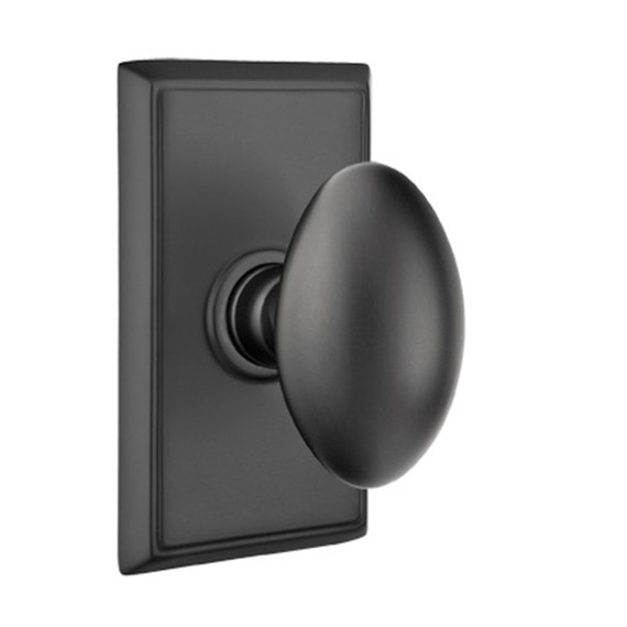 Emtek 8221-E-US19 Egg Door Knob Privacy Set With Rectangular Rosette Flat Black