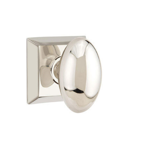 Emtek 8231-E-US14 Egg Door Knob Privacy Set With Quincy Rosette Polished Nickel