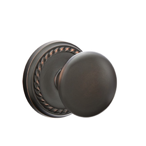 Emtek 8101-P-US10B Providence Door Knob Passage Set With Rope Rosette Oil Rubbed Bronze