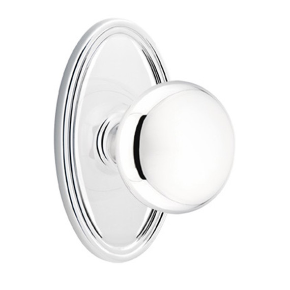 Emtek 8220-P-US26 Providence Door Knob Privacy Set With Oval Rosette Polished Chrome