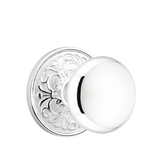 Emtek 8056-P-US26 Providence Door Knob Dummy Set With Lancaster Rosette Polished Chrome