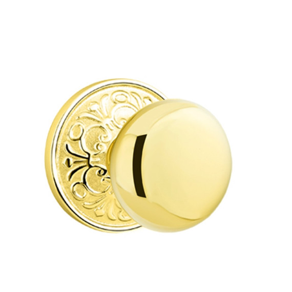 Emtek 8056-P-US3 Providence Door Knob Dummy Set With Lancaster Rosette Polished Brass