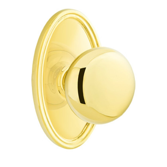 Emtek 8520-P-US3 Providence Door Knob Dummy Set With Oval Rosette Polished Brass