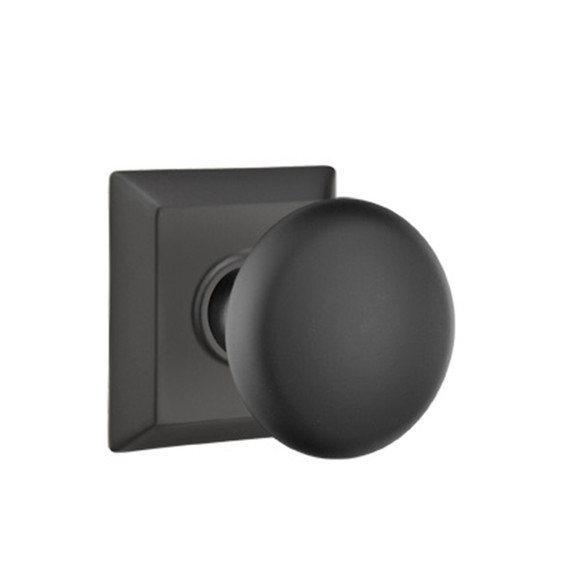 Emtek 8531-P-US19 Providence Door Knob Dummy Set With Quincy Rosette Flat Black