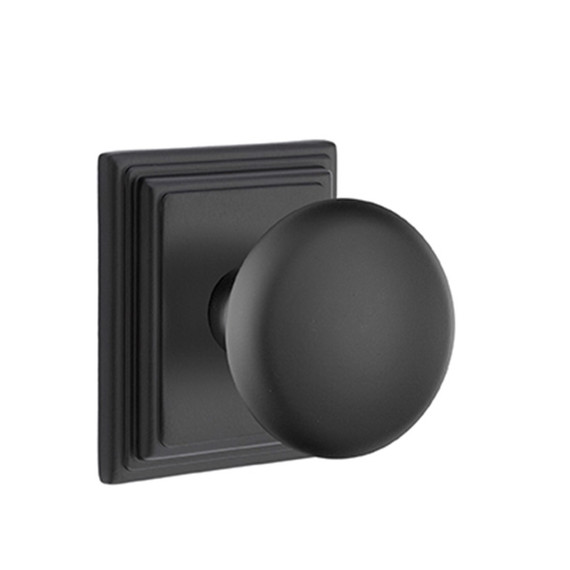 Emtek 8561-P-US19 Providence Door Knob Dummy Set With Wilshire Rosette Flat Black