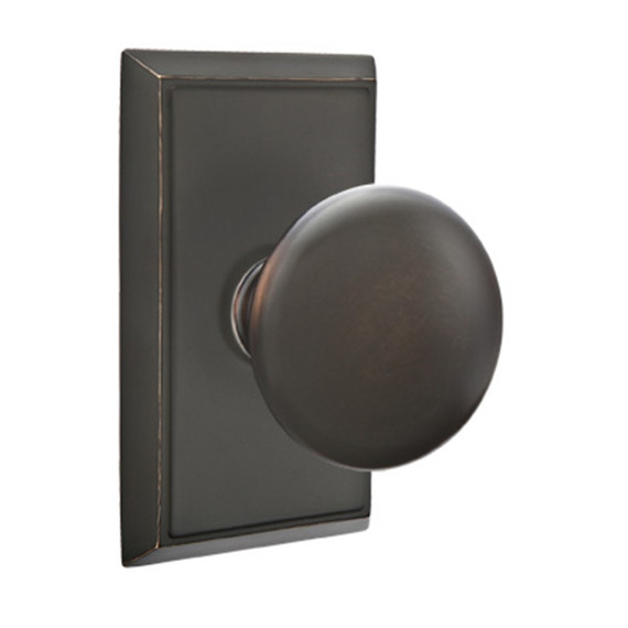 Emtek 8521-P-US10B Providence Door Knob Dummy Set With Rectangular Rosette Oil Rubbed Bronze