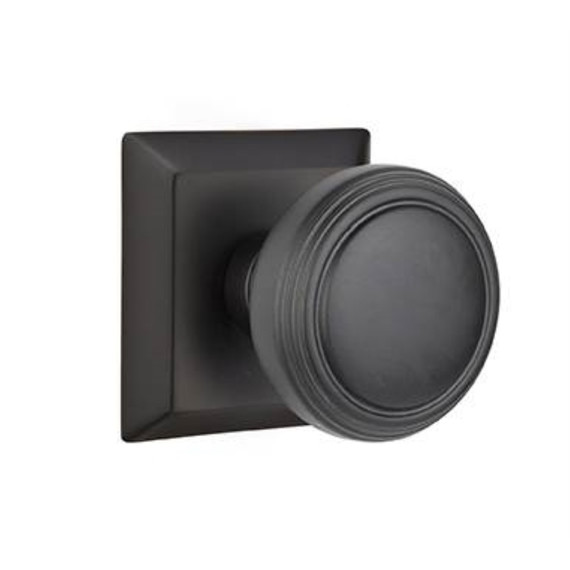 Emtek 8231-NW-US19 Norwich Door Knob Privacy Set With Quincy Rosette Flat Black
