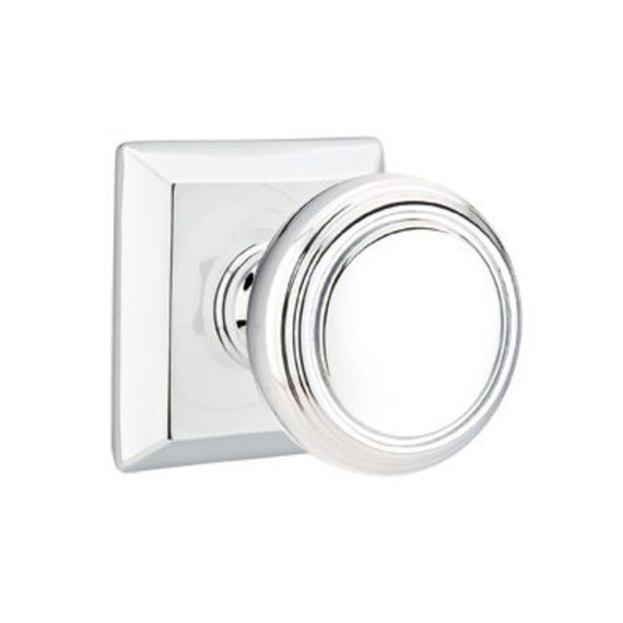 Emtek 8531-NW-US26 Norwich Door Knob Dummy Set With Quincy Rosette Polished Chrome