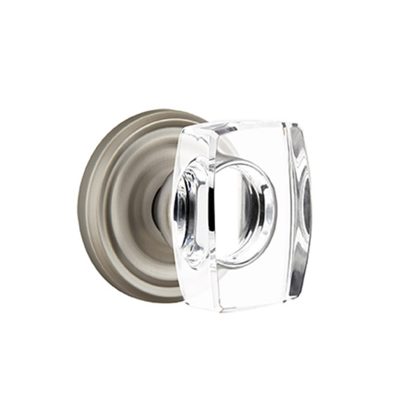 Emtek 8050-WS-US15A Windsor Crystal Door Knob Dummy Set With Regular Rosette Pewter