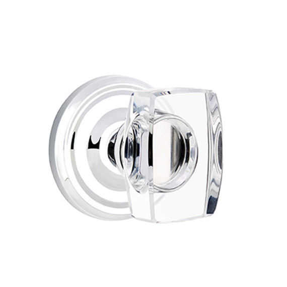 Emtek 8050-WS-US26 Windsor Crystal Door Knob Dummy Set With Regular Rosette Polished Chrome