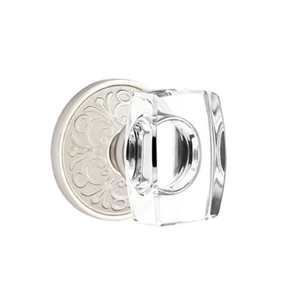 Emtek 8056-WS-US15 Windsor Crystal Door Knob Dummy Set With Lancaster Rosette Satin Nickel