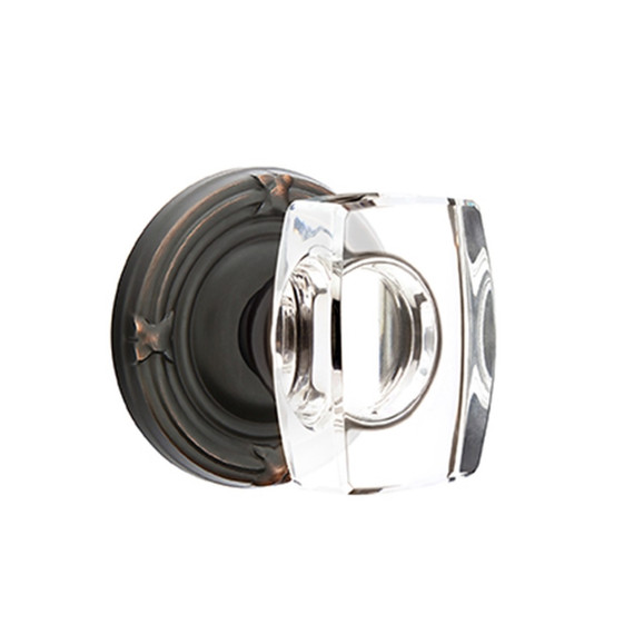 Emtek 8057-WS-US10B Windsor Crystal Door Knob Dummy Set With Ribbon & Reed Rosette Oil Rubbed Bronze