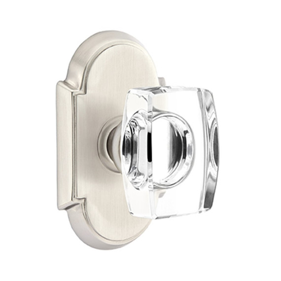Emtek 8058-WS-US15 Windsor Crystal Door Knob Dummy Set With #8 Rosette Satin Nickel