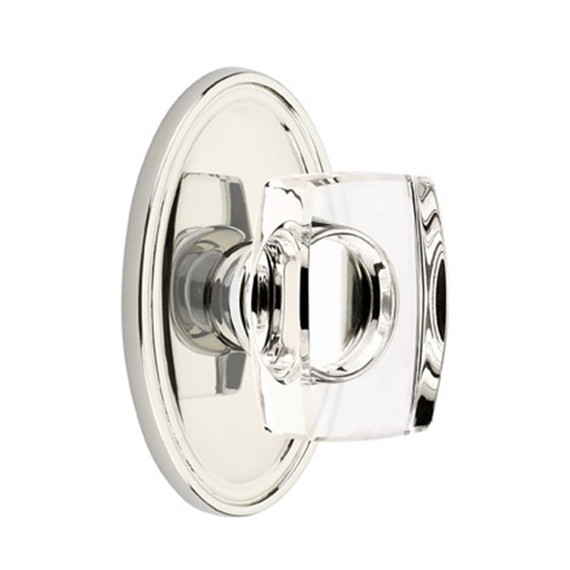Emtek 8520-WS-US14 Windsor Crystal Door Knob Dummy Set With Oval Rosette Polished Nickel