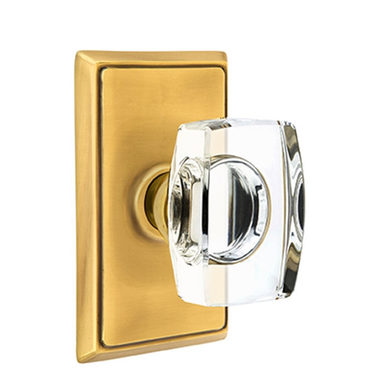 Emtek 8521-WS-US7 Windsor Crystal Door Knob Dummy Set With Rectangular Rosette French Antique