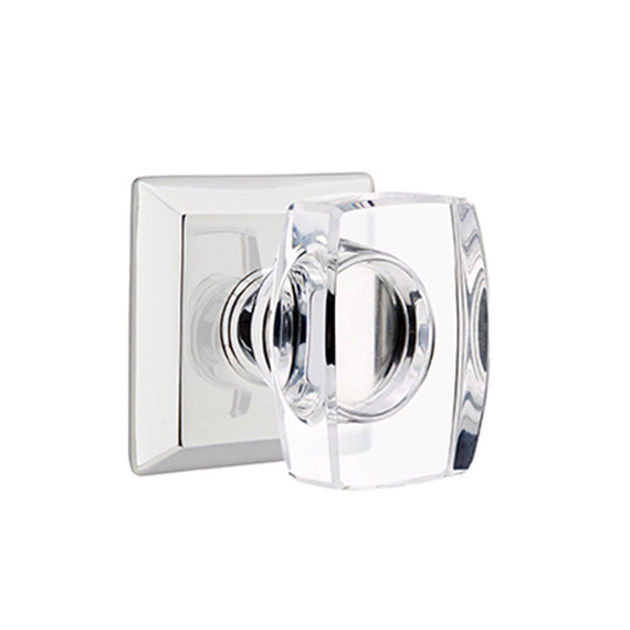 Emtek 8531-WS-US26 Windsor Crystal Door Knob Dummy Set With Quincy Rosette Polished Chrome