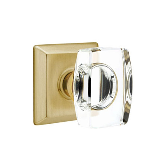 Emtek 8531-WS-US4 Windsor Crystal Door Knob Dummy Set With Quincy Rosette Satin Brass