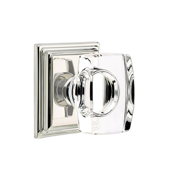 Emtek 8561-WS-US14 Windsor Crystal Door Knob Dummy Set With Wilshire Rosette Polished Nickel